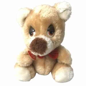 Russ Bearly Red Bowtie Plush Teddy Bear Stuffed Animal Toy Korea  Vintage Gift‎